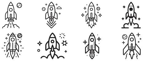 Spaceship icon set design symbol of science and technology. vector