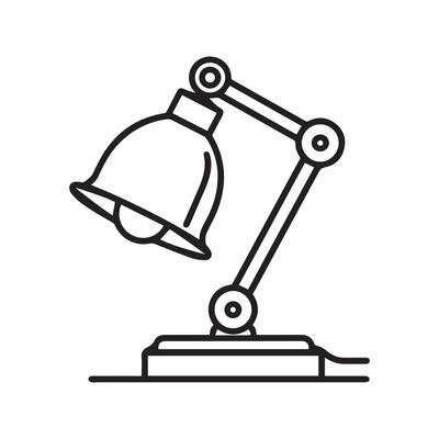 Table lamp light icon outline bright bulb design.