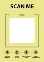 Banner for restaurant to pay bill by scan qr code. scanning menu food, guide of restaurant pay, scan code, digital response, cash smartphone illustration vector