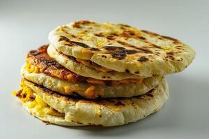 A Stack of Four Toasted Flatbreads with Filling photo