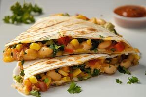 Grilled Quesadilla with White Beans, Corn, and Red Peppers photo