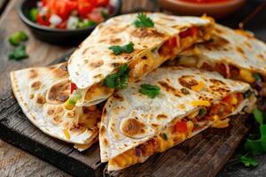 Crispy Quesadillas with Melted Cheese, Corn, and Peppers photo
