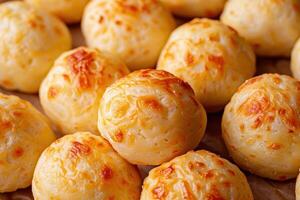 Close-up of Golden Brown Cheese Bread Rolls photo