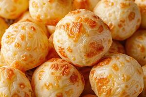 Close-up of Golden Brown, Round, Cheesy Bread Bites photo