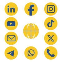 social media icon with yellow background for your business or call to action vector
