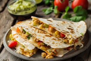 Grilled Quesadillas with Melted Cheese and Vegetables photo