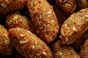 Close-up of Fried Food Coated with Sesame Seeds and Other Spices photo