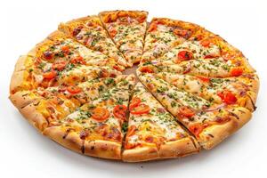 Sliced Pizza with Tomato and Cheese Toppings photo