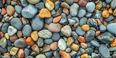 Texture of smooth pebbles on a beach photo