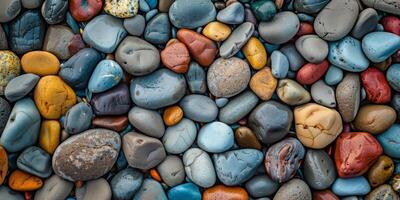 Texture of smooth pebbles on a beach photo