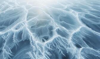The frozen surface of the Arctic Ocean at the North Pole, with intricate patterns of ice and snow photo