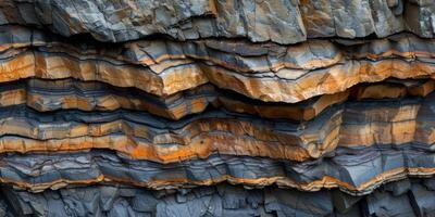 Patterns in a rock face showing geological layers photo