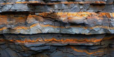 Patterns in a rock face showing geological layers photo