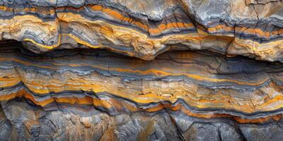 Patterns in a rock face showing geological layers photo