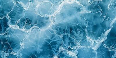 Intricate ice patterns on a frozen lake photo