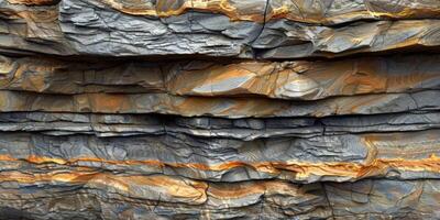 Patterns in a rock face showing geological layers photo