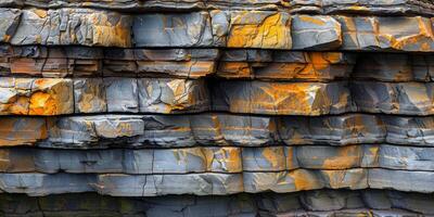 Patterns in a rock face showing geological layers photo