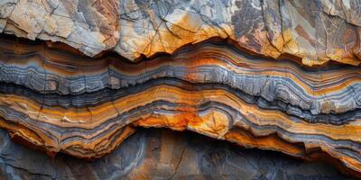 Patterns in a rock face showing geological layers photo