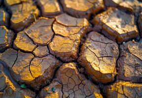 Extreme close-up macro photography of the detailed pattern of cracked dry mud photo