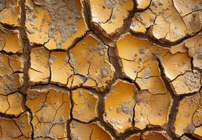 Extreme close-up macro photography of the detailed pattern of cracked dry mud photo