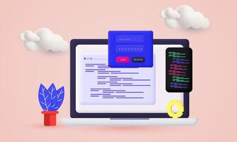 3d web illustrations computer account new concept design vector