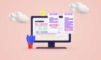 3d web illustrations computer account new idea concept design vector