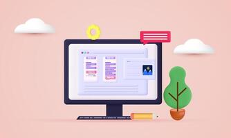 3d web illustrations computer open new idea concept design vector