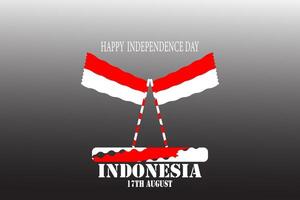 The Indonesian National Flag, Red and White, flying with a red and white stick vector