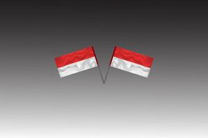 two flags of indonesia on a gray background vector