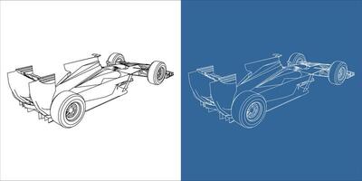 rear view of racing car line art draw blueprint wireframe . isolated on transparent background vector