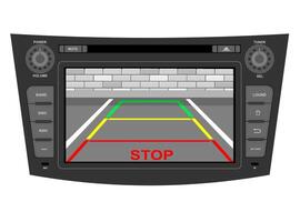 car multimedia with touchscreen illustration flat style isolated on white background vector