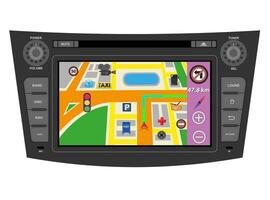 car multimedia with touchscreen illustration flat style isolated on white background vector