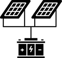 Solar battery charger solid glyph illustration vector