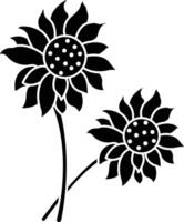 Sunflower flower solid glyph illustration vector
