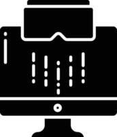 Computer and vr glass solid glyph illustration vector