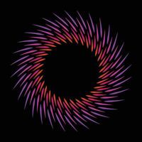 Dynamic design with the motivational phrase in bold yellow text, centered within a vibrant, circular burst of pink, purple, and orange lines against a black background. vector