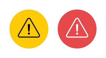 Triangle warning icon on circle background. Danger, caution sign symbol vector