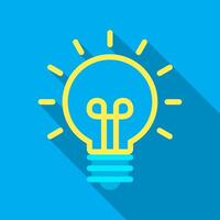 Lamp, light bulb line icon with long shadow vector