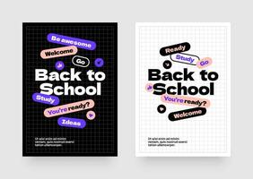 Back to school layout template. Design with colorful geometric shapes and eye catching typography for your flyer, poster, cover, brochure or banner. vector