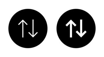 Arrow sort icon on black circle. Item sorting sign symbol vector