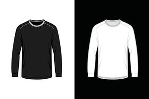 Black and white Color unisex Long Sleeve T shirt Mockup vector