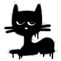 Spray Painted Graffiti Cat icon Word Sprayed isolated with a white background. graffiti Kitty sign with over spray in black over white. vector