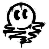 Spray Painted Graffiti Melting emoji Icon isolated on white background. vector