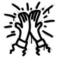 Spray Painted Graffiti High five sign Sprayed isolated with a white background. vector