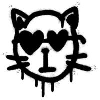 Spray Painted Graffiti Cat icon Word Sprayed isolated with a white background. graffiti Kitty sign with over spray in black over white. vector