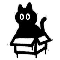 Spray Painted Graffiti Cat icon Word Sprayed isolated with a white background. graffiti Kitty sign with over spray in black over white. vector