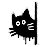 Spray Painted Graffiti Cat icon Word Sprayed isolated with a white background. graffiti Kitty sign with over spray in black over white. vector