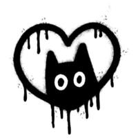 Spray Painted Graffiti Cat icon Word Sprayed isolated with a white background. graffiti Kitty sign with over spray in black over white. vector