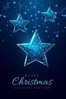 Wireframe stars, low poly style. Banner for the concept of Christmas or New Year. Abstract modern 3d vector
