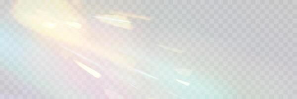 Blurred rainbow refraction overlay effect. Light lens prism effect. Holographic reflection, crystal flare leak shadow overlay. vector